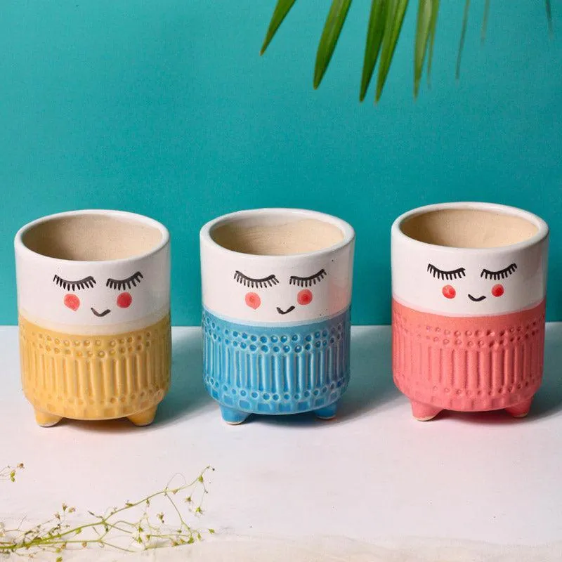 Blush Face Planter - Set Of Three