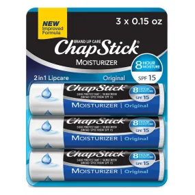 ChapStick - Moisturizer Original Lip Balm Tubes - 0.15 Oz (Pack of 3)