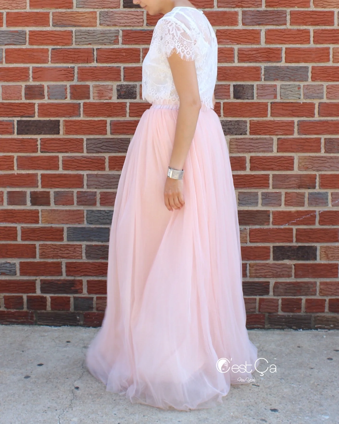 Claire Blush Pink Soft Tulle Skirt - Maxi