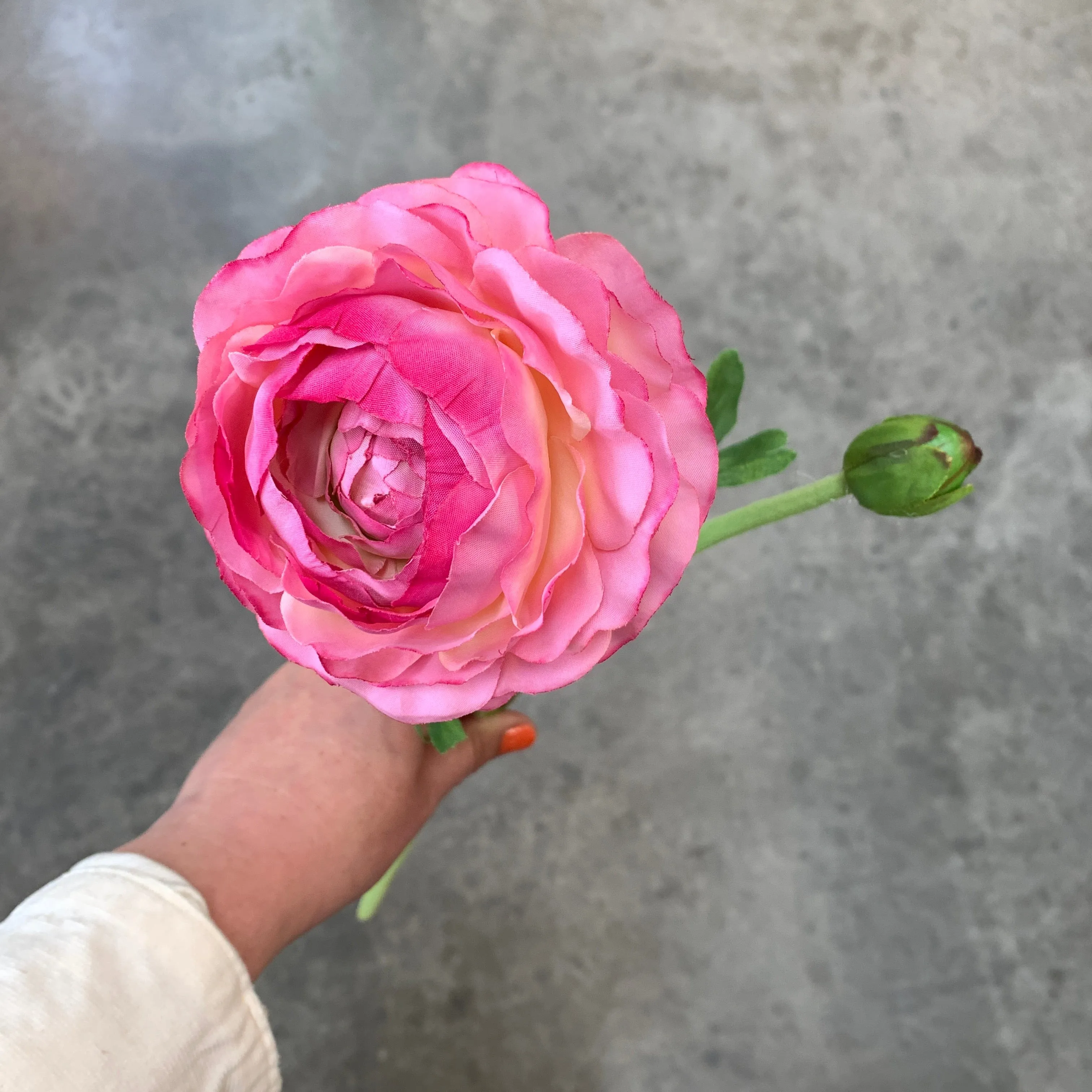 Faux Pink Ranunculus Flower