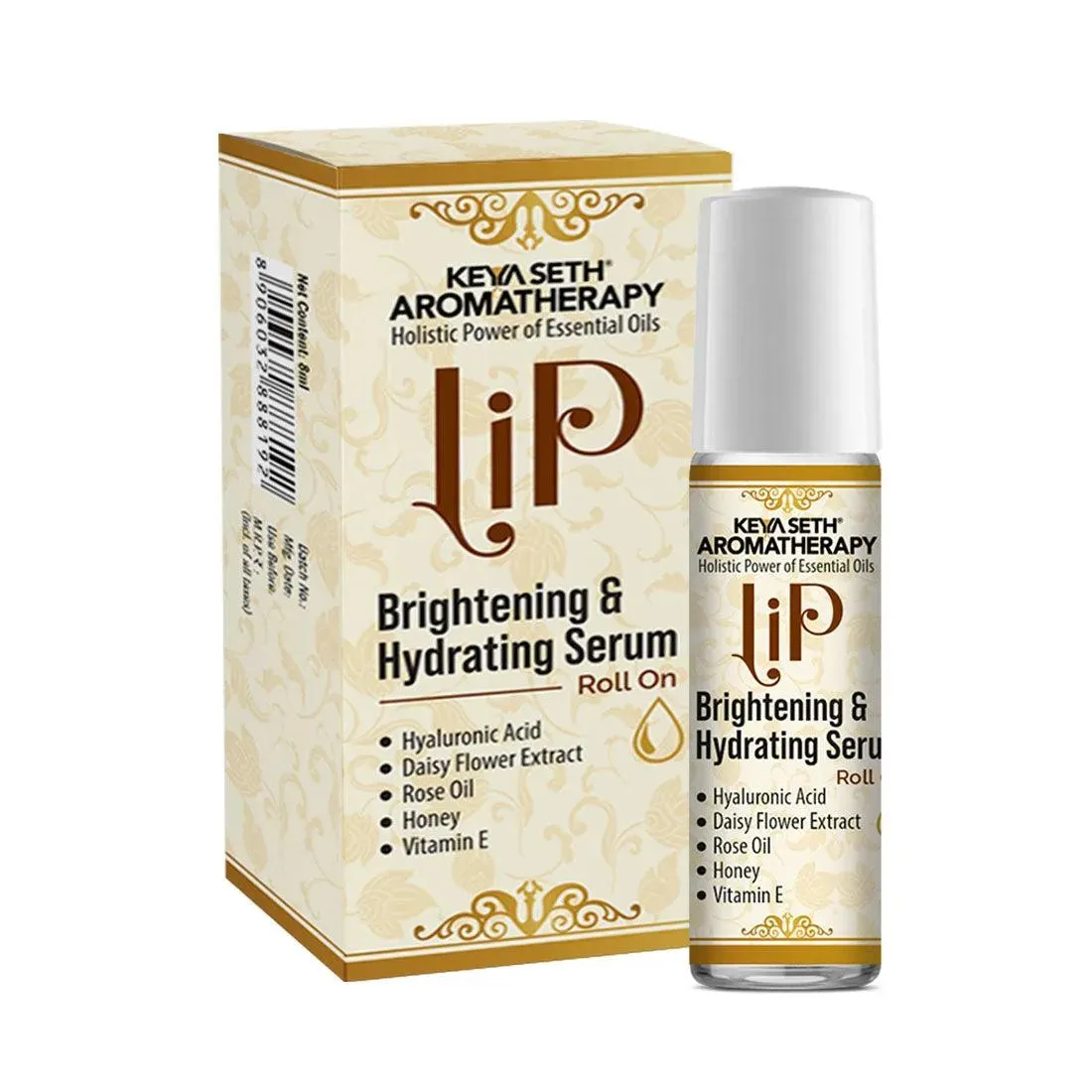 Lip Brightening & Hydrating Serum with Roll-On with Hyaluronic Acid, Rose Oil, Reduces Dark Patches, Pigmentation & Restore Natural Color for All 8ml