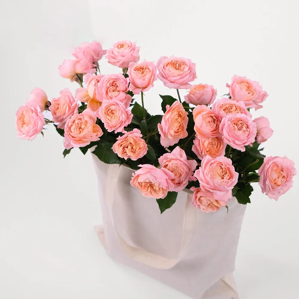 Premium Juliet Spray Roses in a Reusable Tote Bag – Beauty with a Personalized Touch