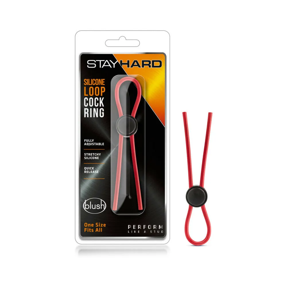 Stay Hard Silicone Loop Lasso/Bolo Cockring Red