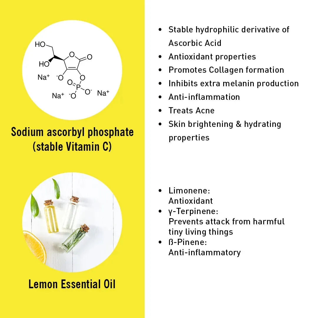 Vitamin C Lemon Combo: Facewash & Serum with Sodium Ascorbyl Phosphate, Vitamin E & AHA for Radiant, Firm, Acne-Free Skin