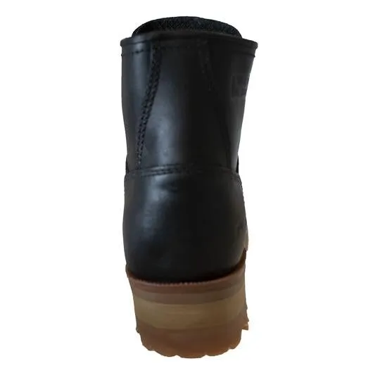 Women 6" Logger, Black Leather Boots